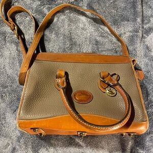 Dooney & Bourke Brown Tan Shoulder Bag with Leather Trim